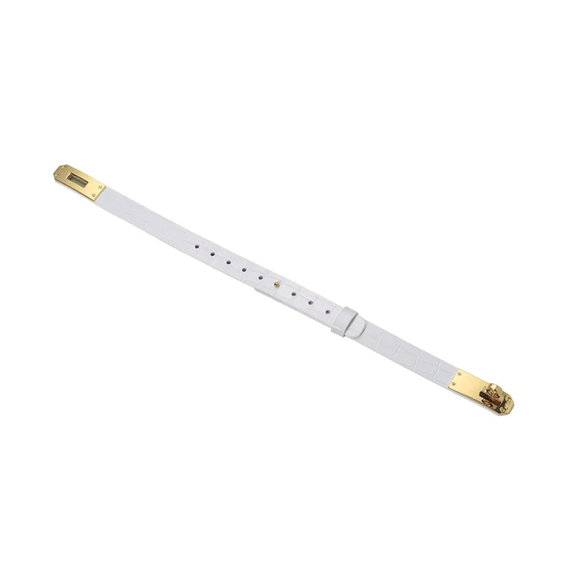 White Iridescent Crocodile BDSM Collars