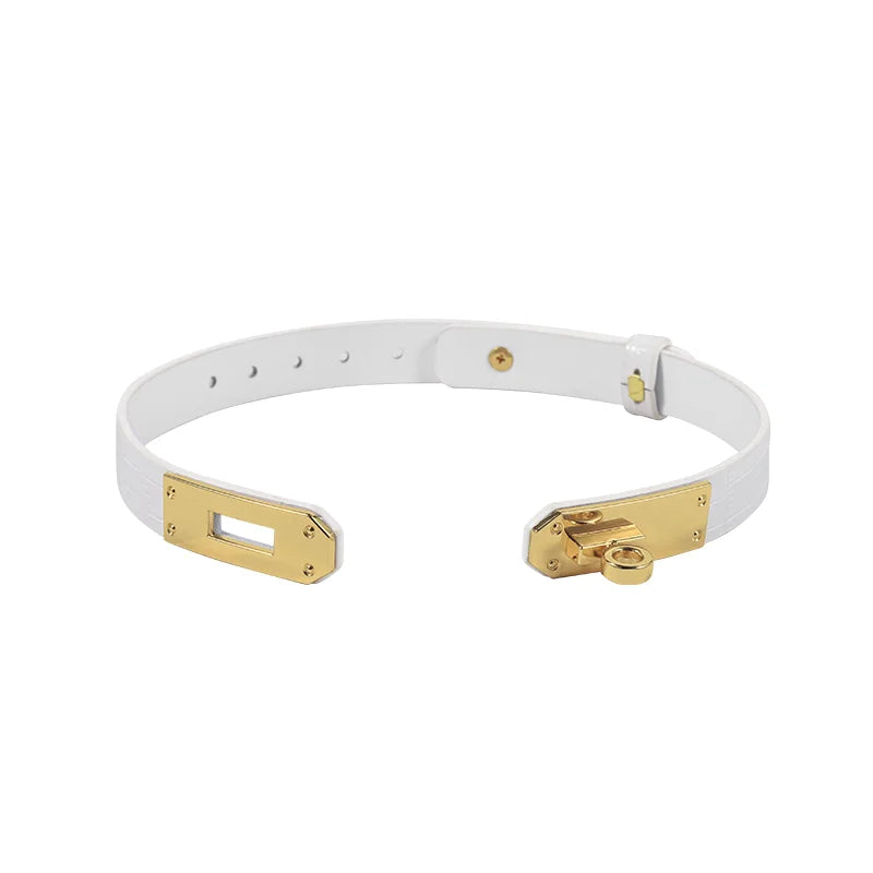 White Iridescent Crocodile BDSM Collars