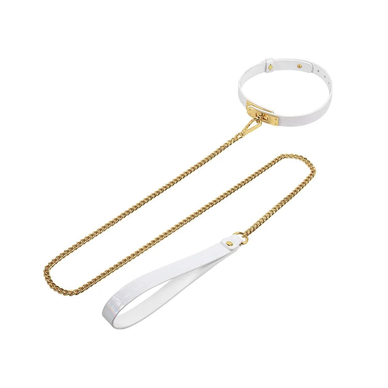 White Iridescent Crocodile BDSM Collars