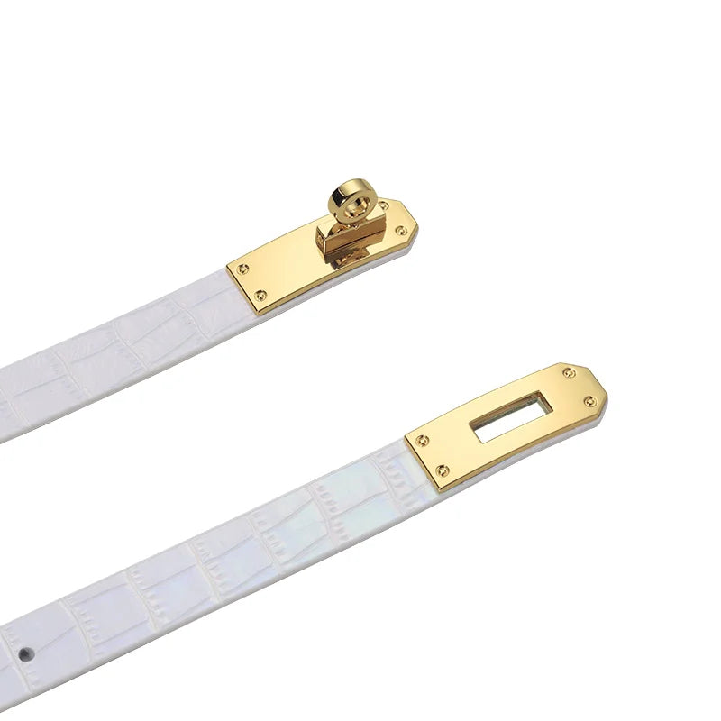 White Iridescent Crocodile BDSM Collars