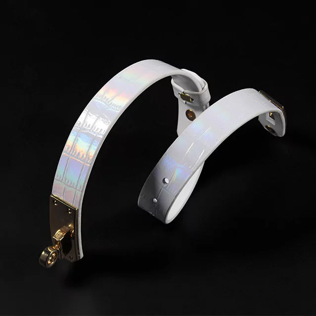 White Iridescent Crocodile BDSM Collars
