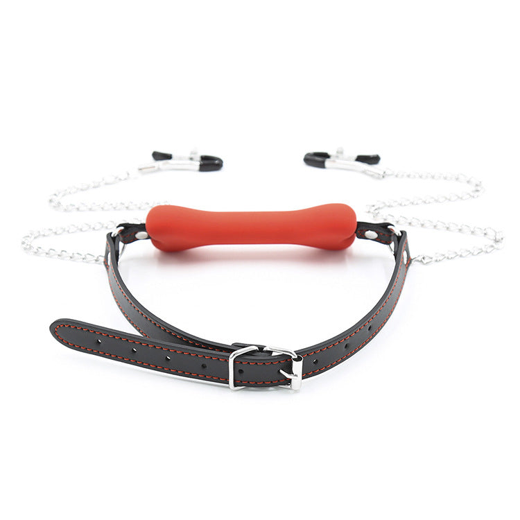 Bone Shaped BDSM Ball Gags with Nipple