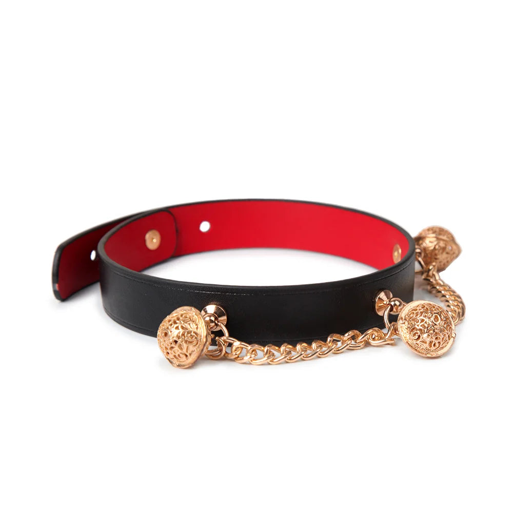Leather Chain Bell BDSM Collars