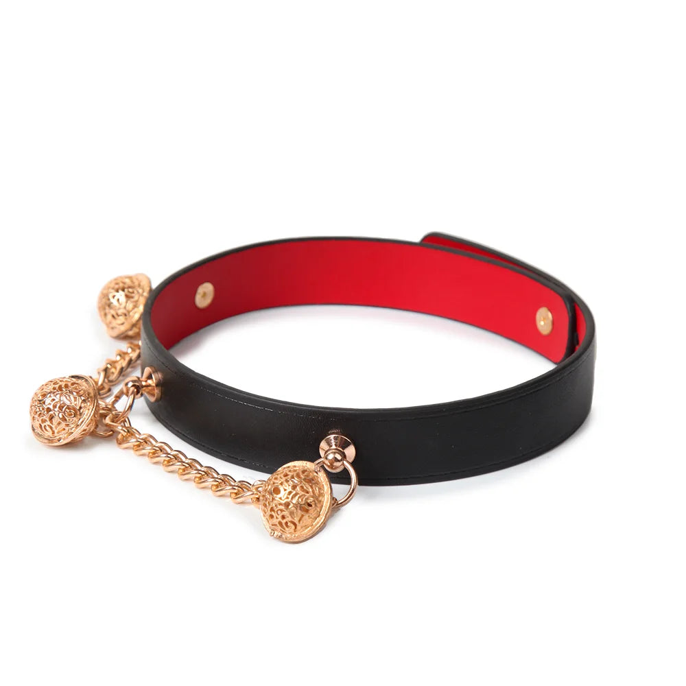 Leather Chain Bell BDSM Collars