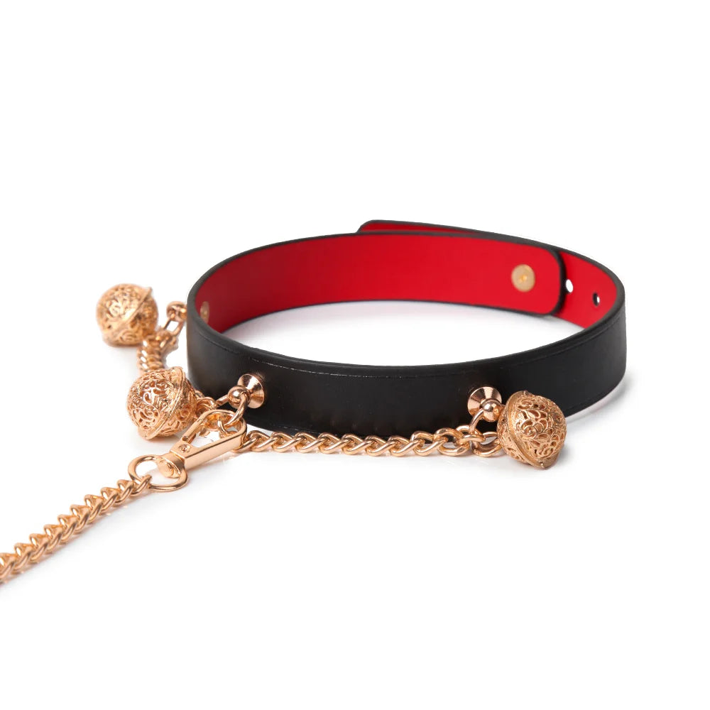 Leather Chain Bell BDSM Collars