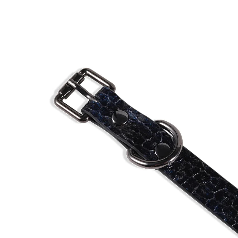 Black Crocodile Pattern Leather BDSM Collars