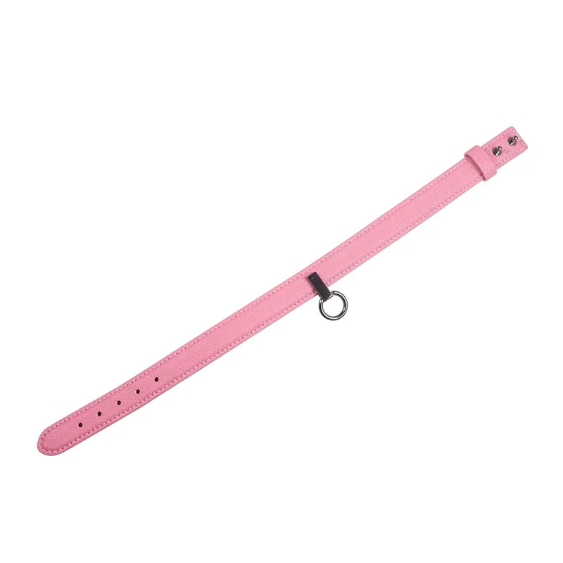 Pink Elegant Pendant Leather BDSM Collars