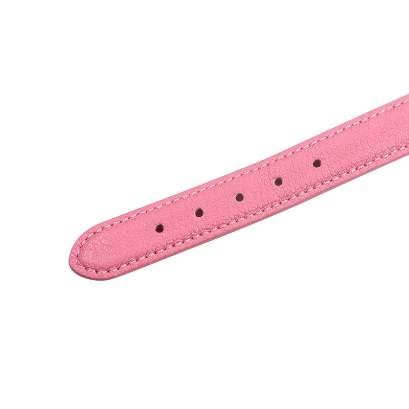 Pink Elegant Pendant Leather BDSM Collars