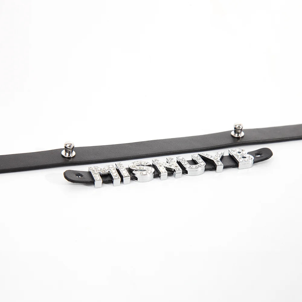 Leather Diamond Letter BDSM Collars