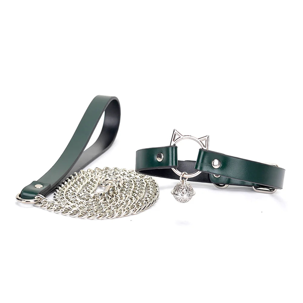 Leather BDSM Cat Bell Collars for Women
