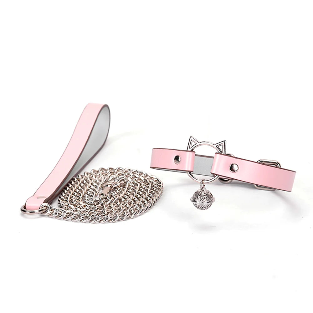 Leather BDSM Cat Bell Collars for Women
