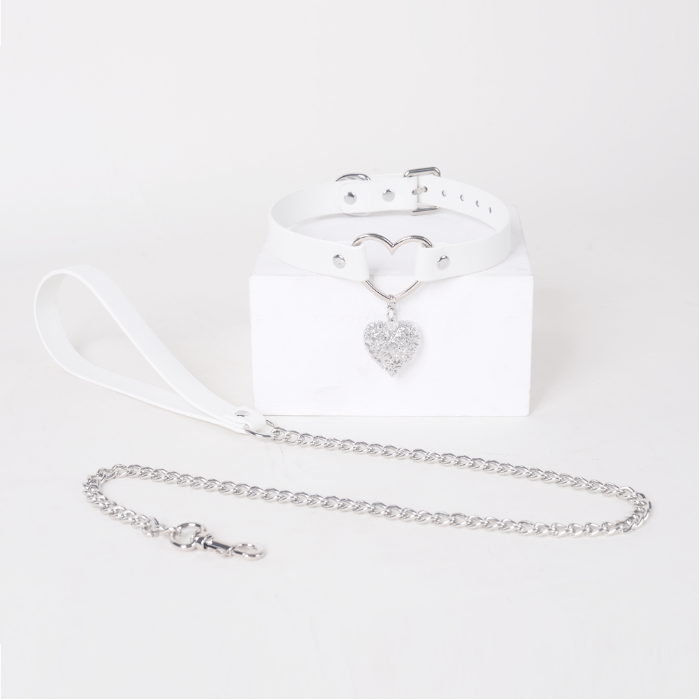 Heart Pendant Leather BDSM Collars