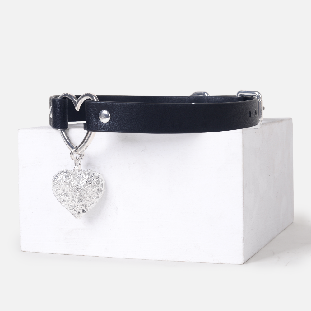 Heart Pendant Leather BDSM Collars