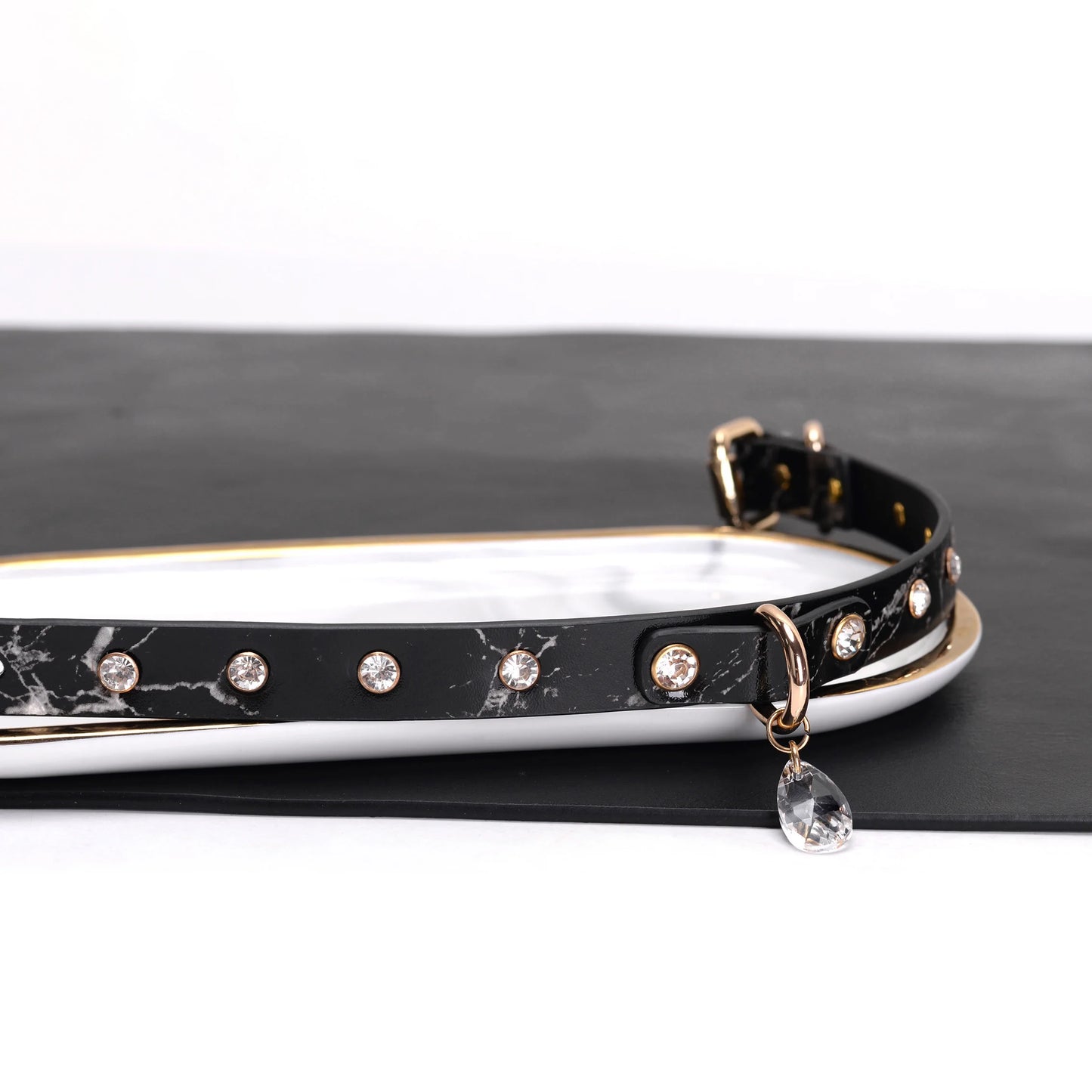 Marble Pattern Gem Inlaid BDSM Collars
