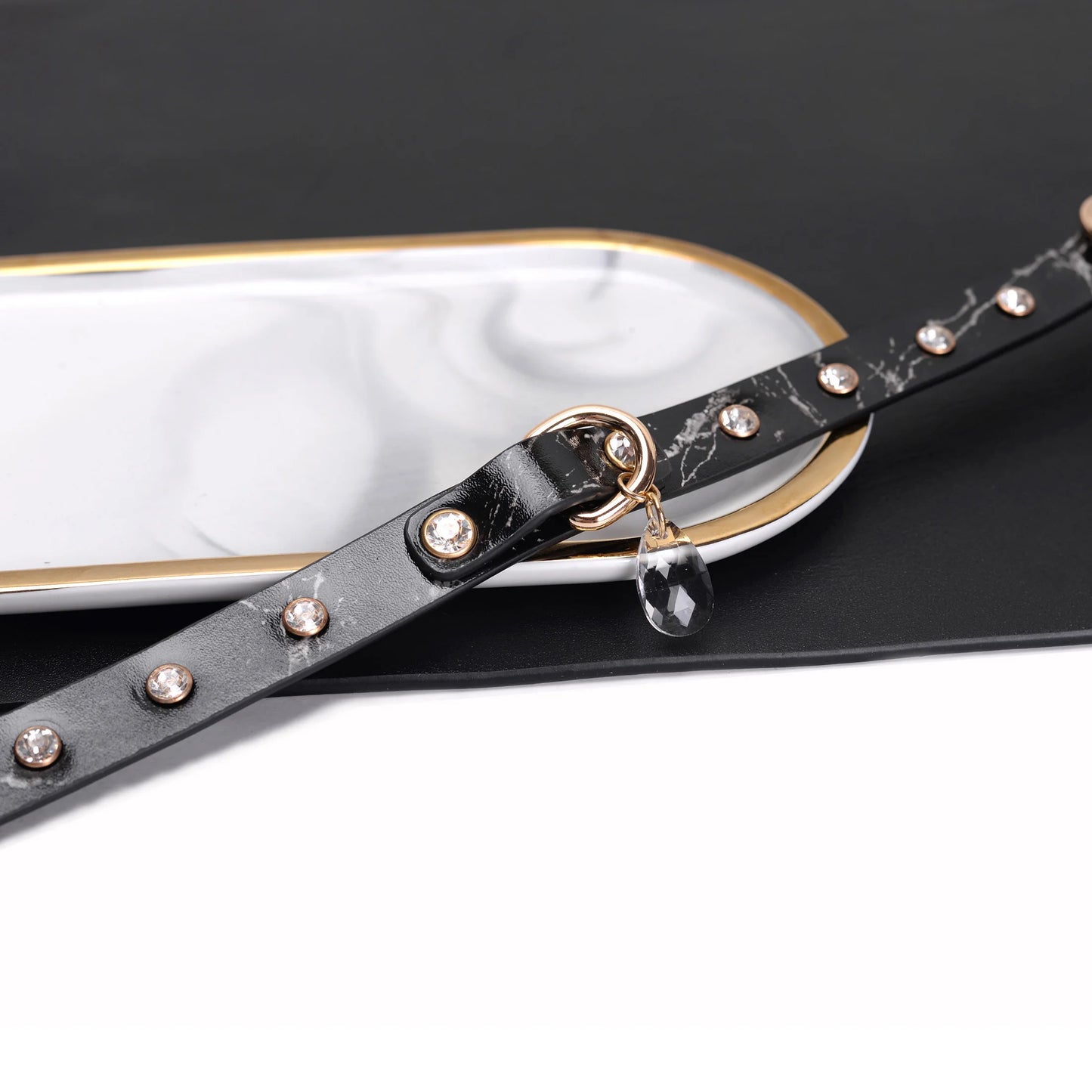 Marble Pattern Gem Inlaid BDSM Collars