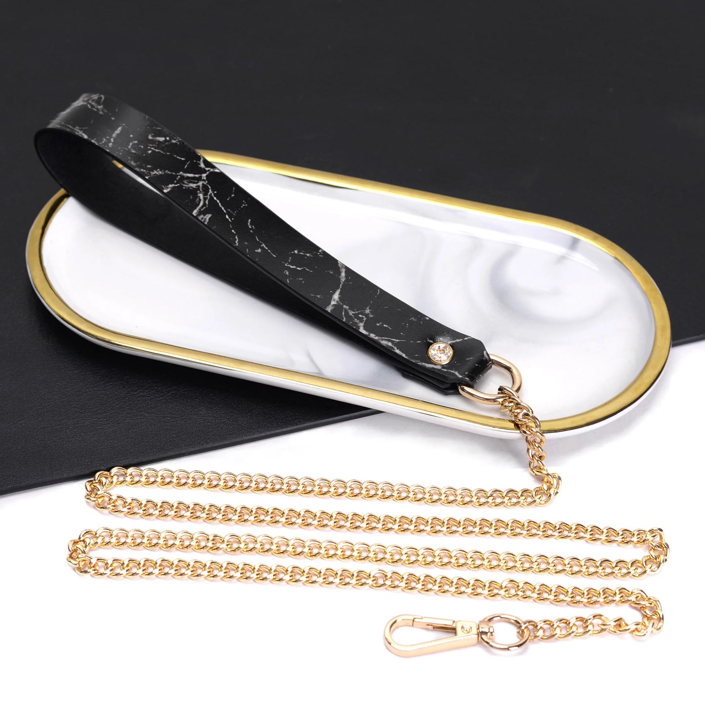 Marble Pattern Gem Inlaid BDSM Collars