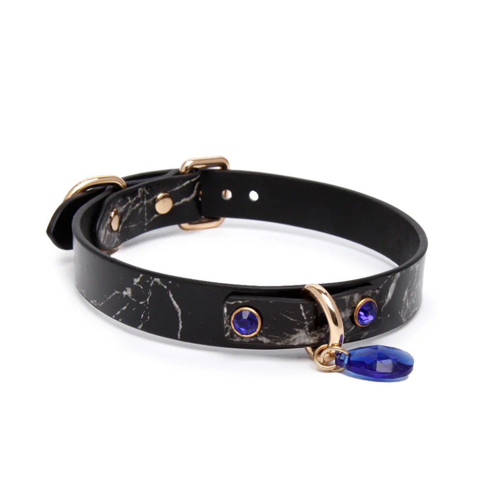 Marble Pattern Gem BDSM Collars