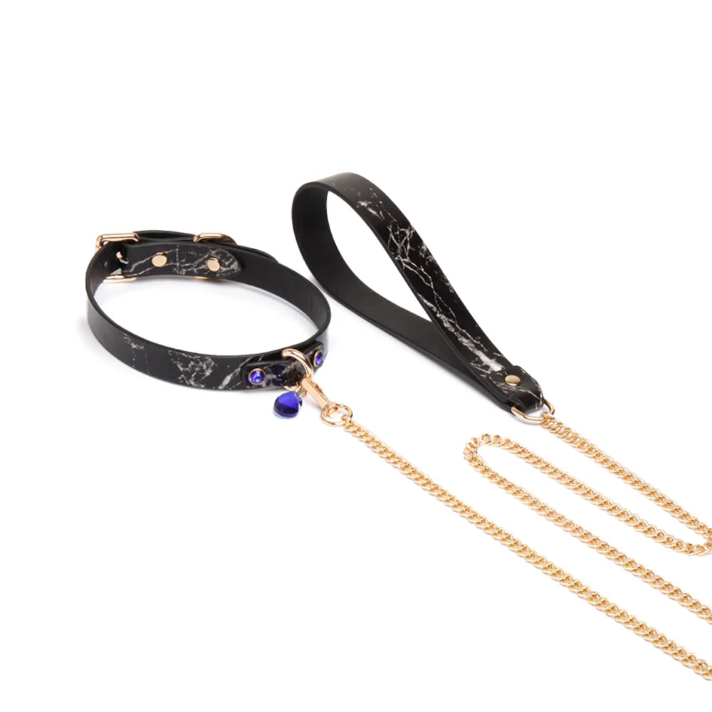 Marble Pattern Gem BDSM Collars