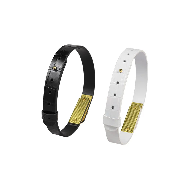 BDSM Collars with Gold Buckle