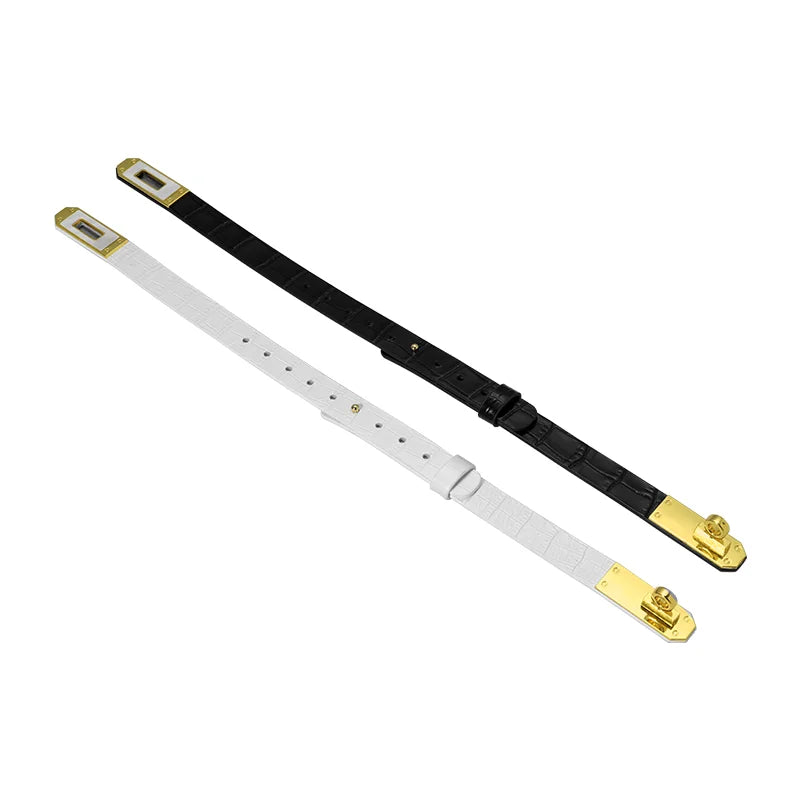 BDSM Collars with Gold Buckle
