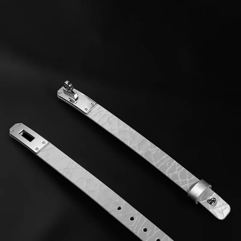 Silver Textured Leather BDSM Collars