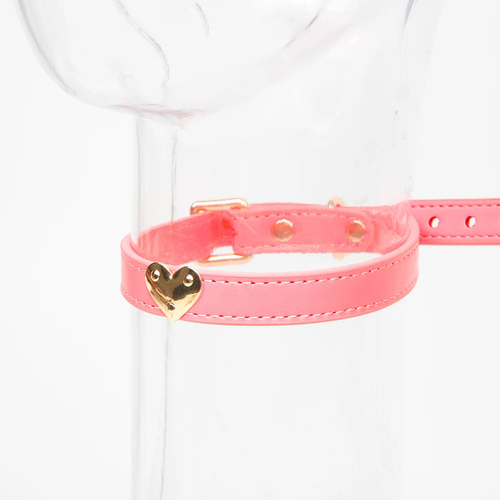 Simple Heart Leather BDSM Collars