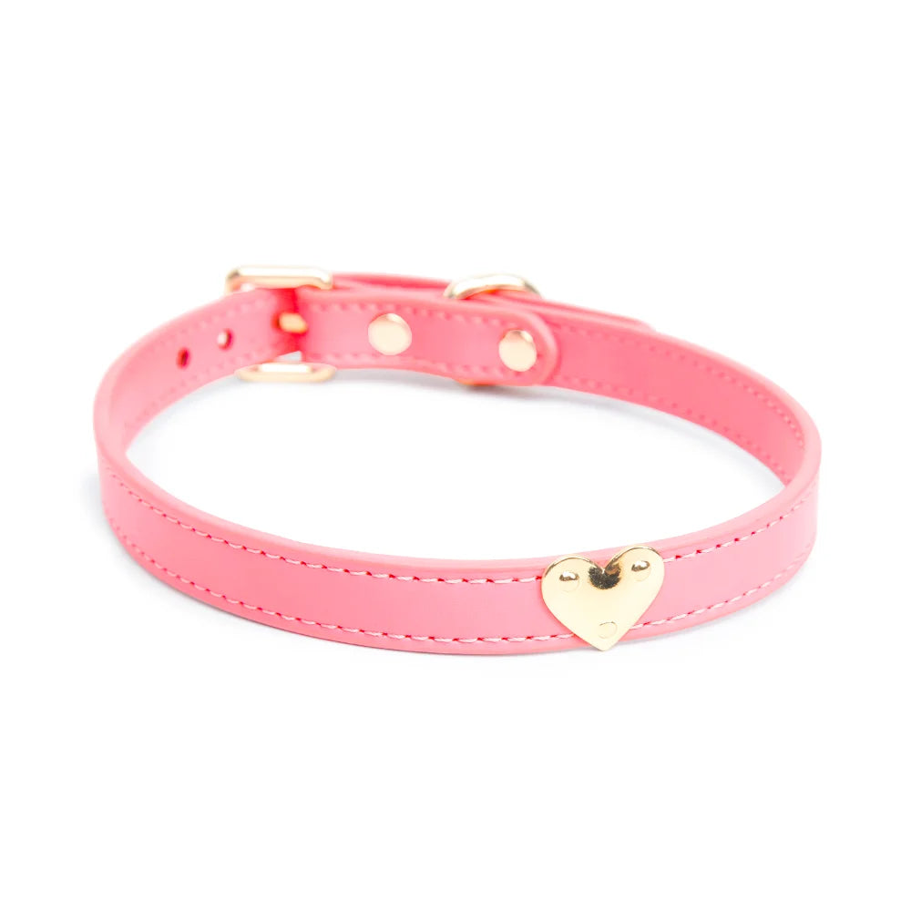 Simple Heart Leather BDSM Collars