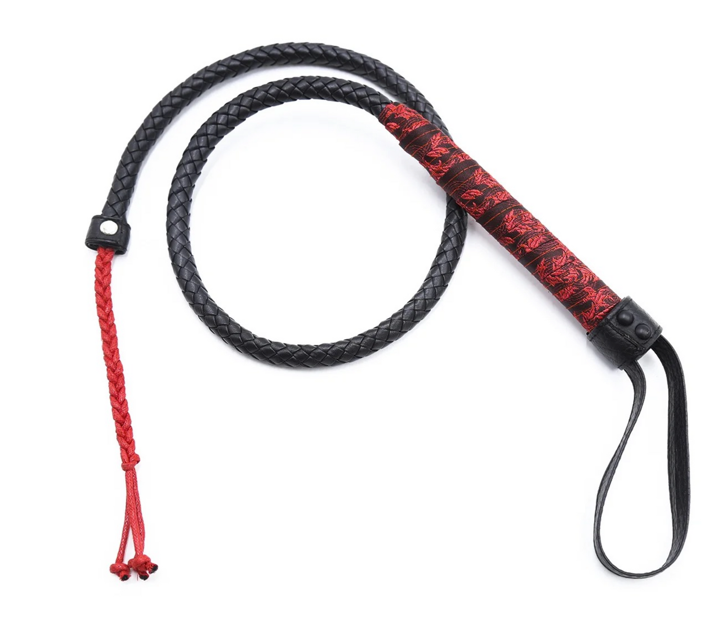 Anti-Slip Pleather Snake Whip with Floret Handle