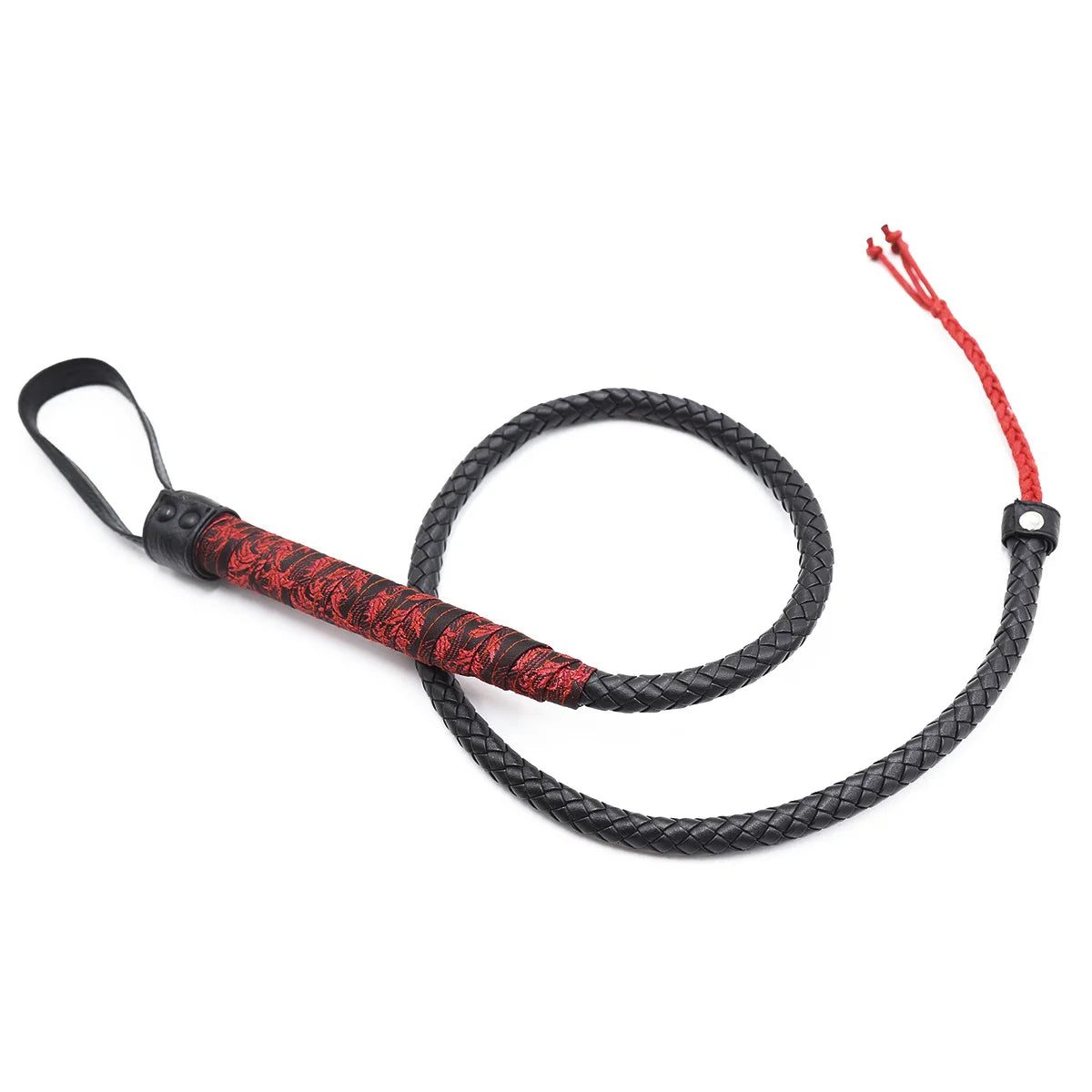 Anti-Slip Pleather Snake Whip with Floret Handle