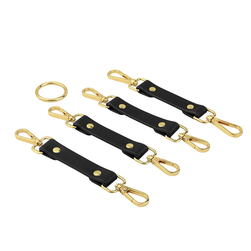 BDSM Bondage Kit Leather with Gold Accents Male BDSM Outfit