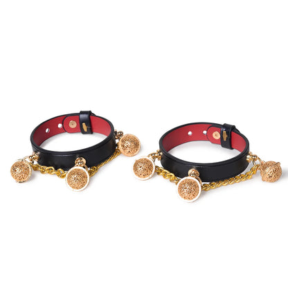 BDSM Ankle and Wrist Cuffs with Bell Decoration