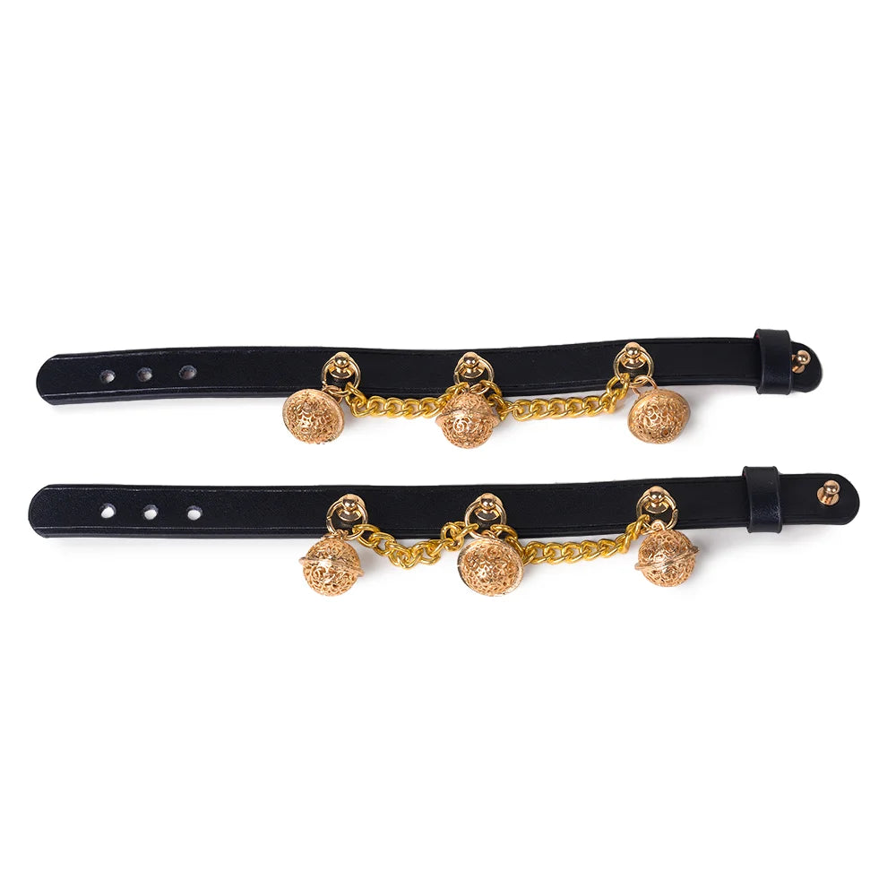 BDSM Ankle and Wrist Cuffs with Bell Decoration