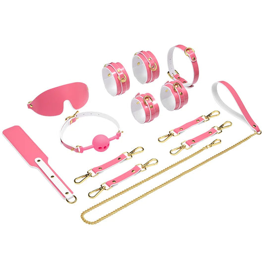 Leopard Print and Pink Leather Bondage Sex Kit