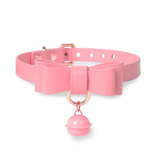 Bowtie Bell BDSM Choker in Leather for Women