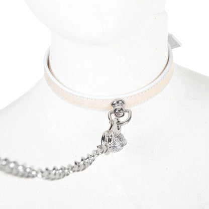 BDSM Bell Choker in Crocodile Print Leather for Couples