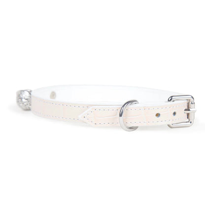 BDSM Bell Choker in Crocodile Print Leather for Couples