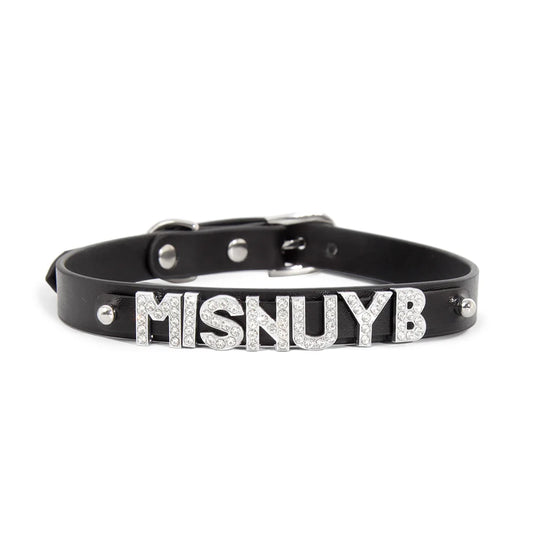 Leather Diamond Letter BDSM Choker