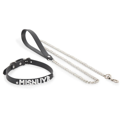 Leather Diamond Letter BDSM Choker