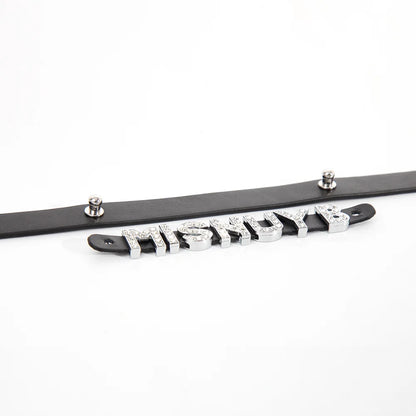 Leather Diamond Letter BDSM Choker