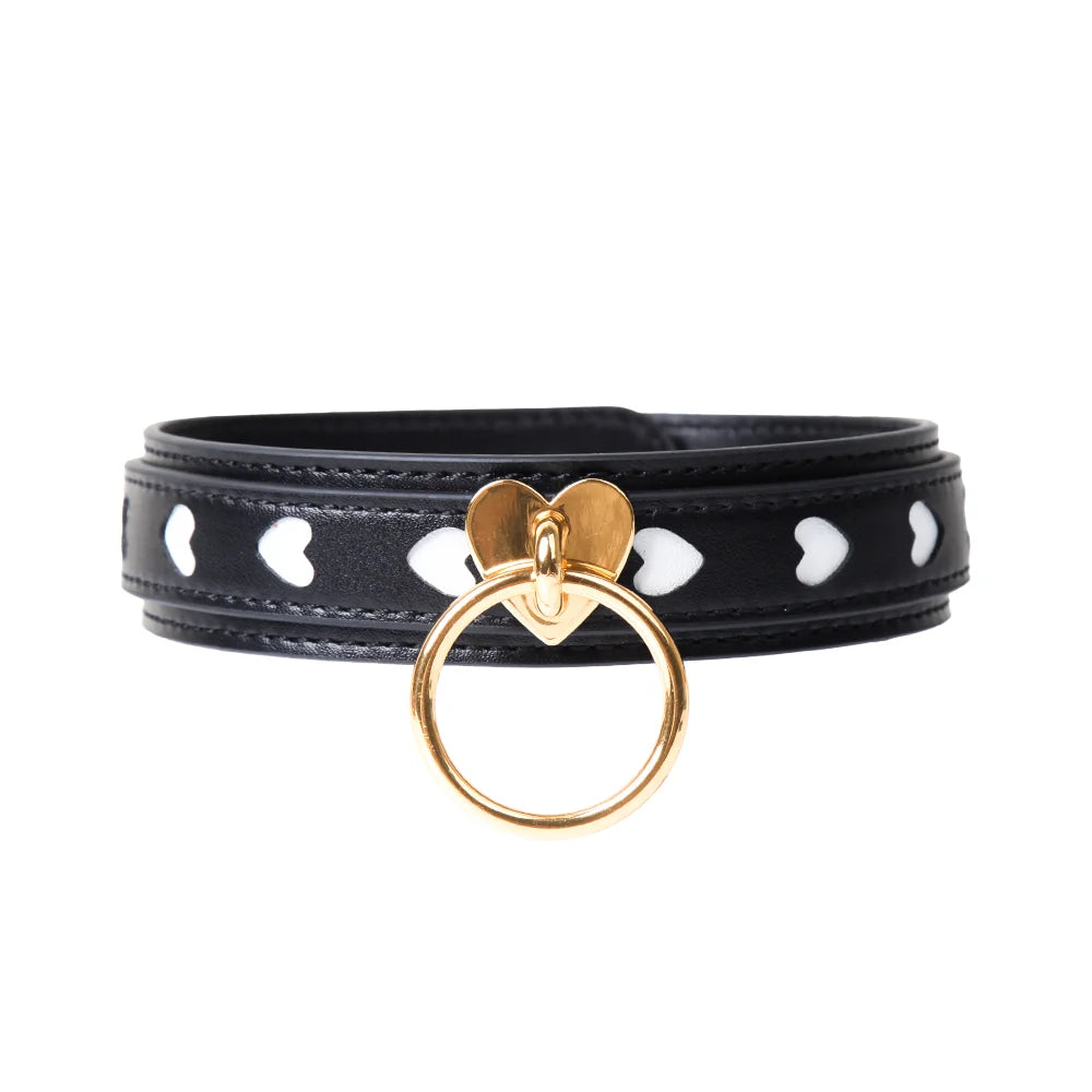 Leather Double Layer Heart BDSM Choker