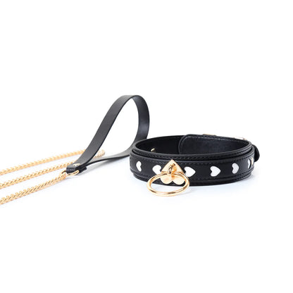 Leather Double Layer Heart BDSM Choker