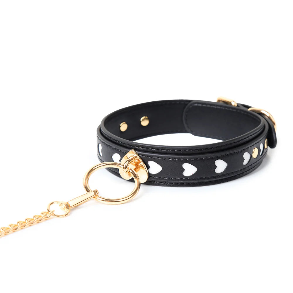 Leather Double Layer Heart BDSM Choker