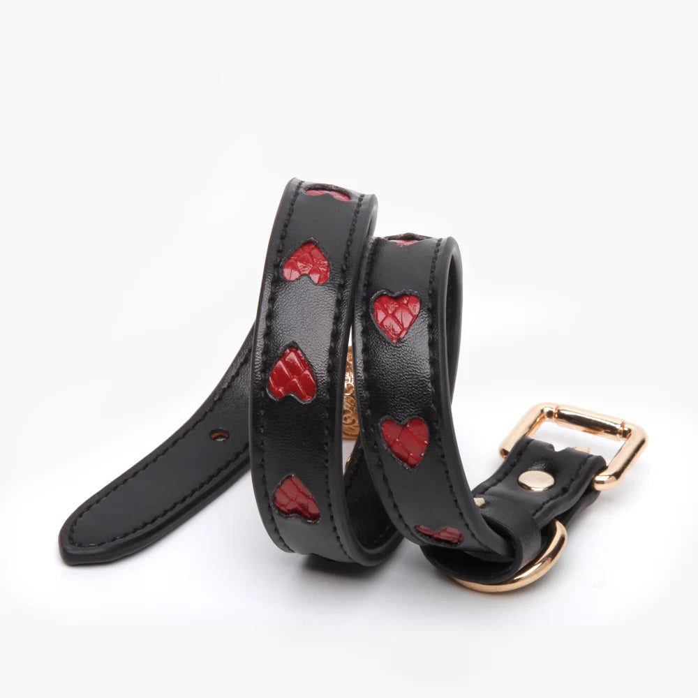 Double Layer Heart Leather BDSM Collars