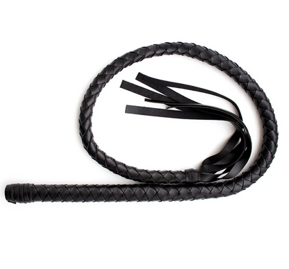 Woven Black Pleather Long Snake Whip BDSM Spanking