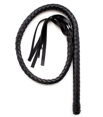 Woven Black Pleather Long Snake Whip BDSM Spanking