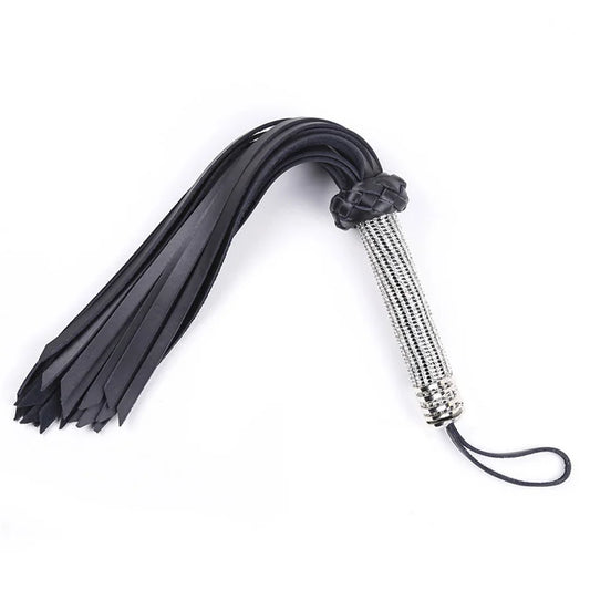 Leather BDSM Floggers with Diamond Inlay Handle