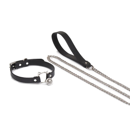 Leather BDSM Cat Bell Choker for Playful Women