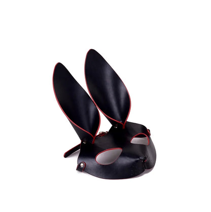 Black Leather BDSM Bondage Gear with Bunny Ears