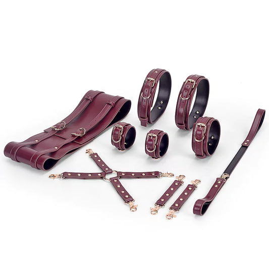 Burgundy and Brown BDSM Bondage Gear with Soft Touch