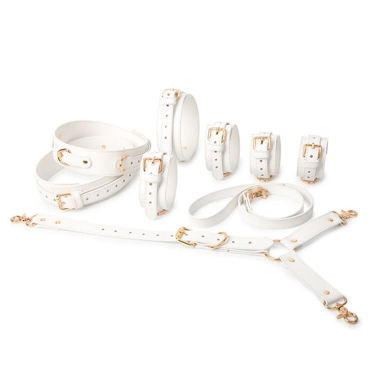 White Leather BDSM Bondage Gear for Pure Sensuality